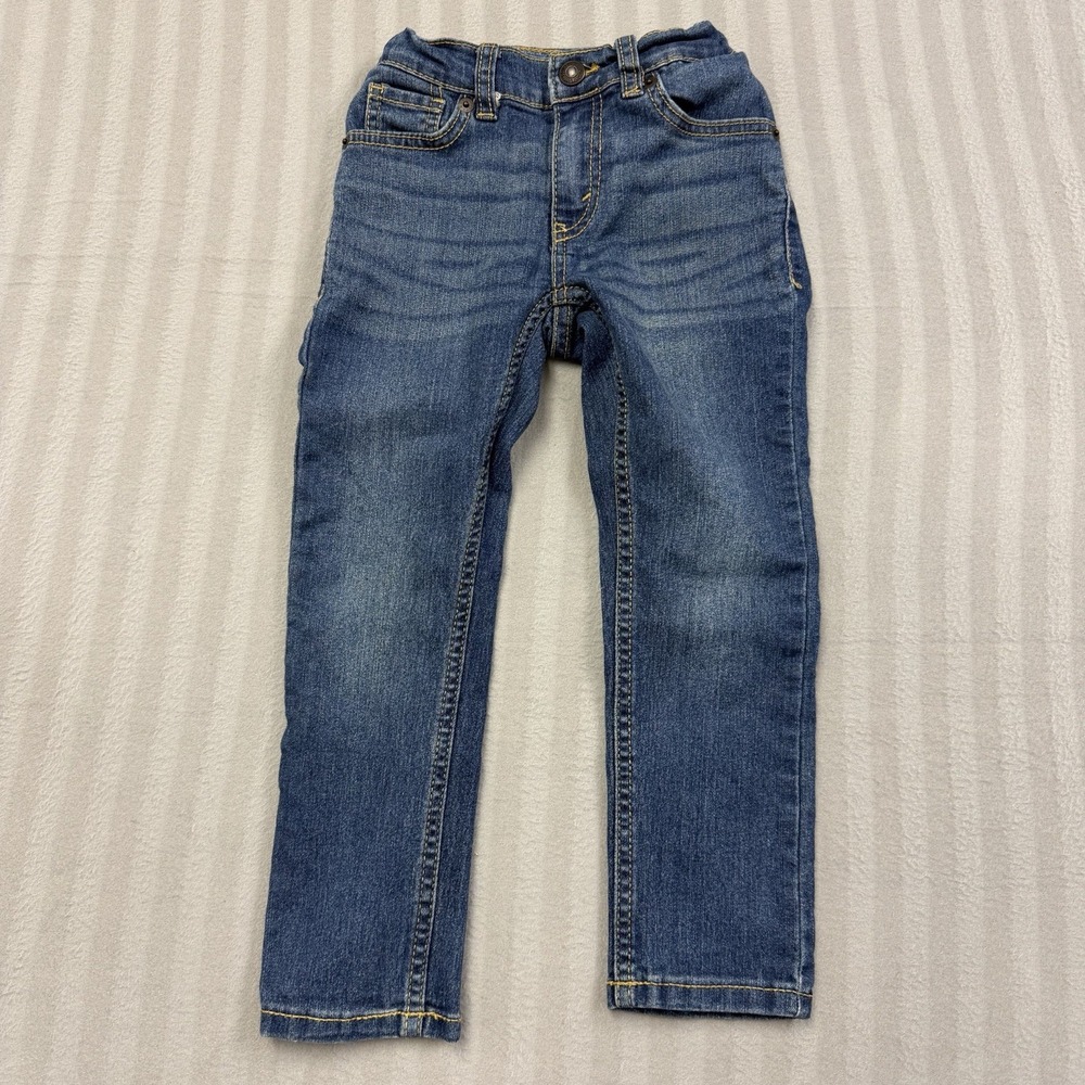 Levis Kids 510 Skinny Performance Jeans Blue Denim Adjustable Waist Size 4 Reg